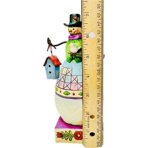 Jim Shore WARM AND COZY 2008 Snowman Figurine with Birdhouse and Bird #4010362 - Picture 8 of 10